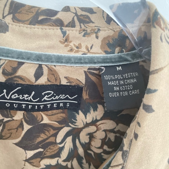 North River Outfitters button up floral long sleeve brown neutral size medium - Picture 6 of 9